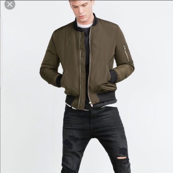 Hp Zara Olive Green Bomber Jacket 